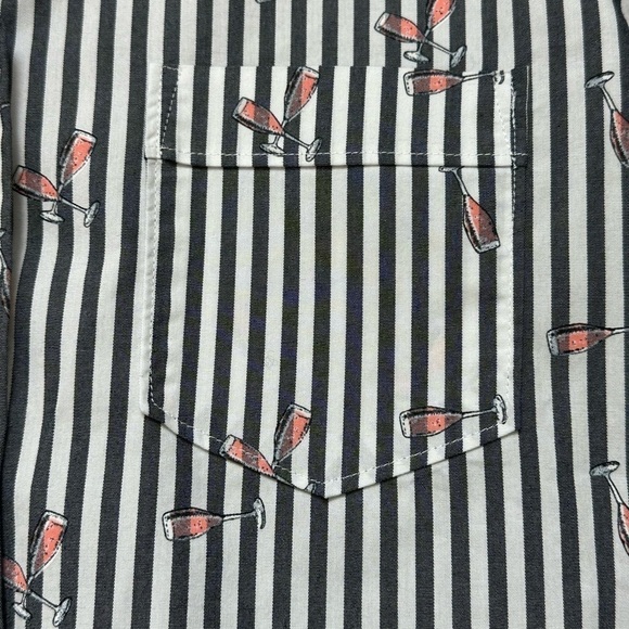 Champagne Flute Striped Button Down Quinn Boy Fit Wedding Shower Celebration - Picture 9 of 13